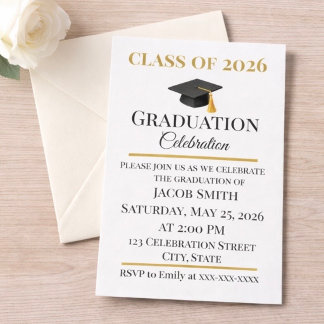 Editable Graduation Invitation 5x7  Inbjudningar
