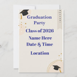 Editable Graduation Invitation 7x5 – Minimal Horiz Julkort