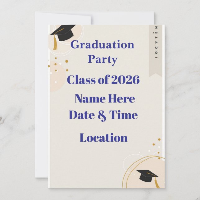 Editable Graduation Invitation 7x5 – Minimal Horiz Julkort (Framsida)