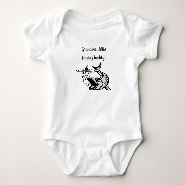 Editable Grandpa's Little Fishing Buddy T Shirt (Framsida)