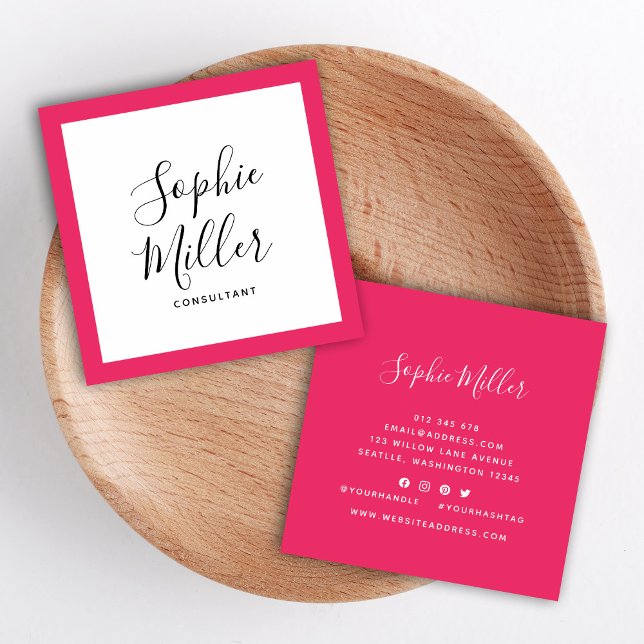 Editable Gräns Färg Calligraphy Social Media Fyrkantigt Visitkort (Skapare uppladdad)