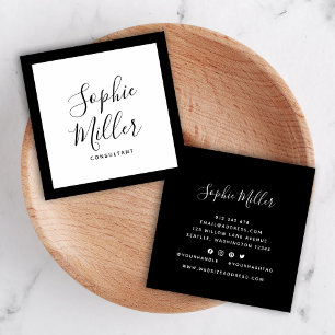 Editable Gräns Färg Calligraphy Social Media Fyrkantigt Visitkort