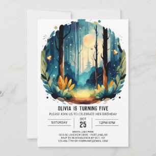 Editable Gräs Äventyr Woodland Birthday Inbjudningar