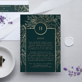 Editable Guld & Emerald Grönt Wandend Monogram Tilläggskort