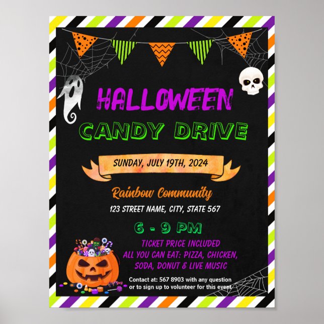 Editable Halloween Candy Drive Flyer Poster (Framsidan)