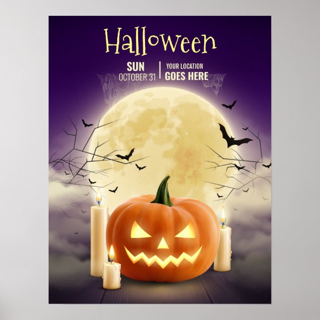 Editable Halloween Haunted House Party, Halloween Poster (Framsidan)