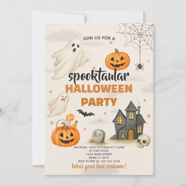 Editable Halloween Inbjudan | Magic Spooky Night (Framsida)
