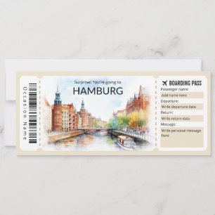 Editable Hamburg Boarding Pass Flygplan biljett Inbjudningar