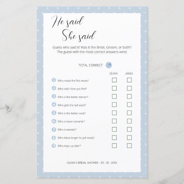 Editable Han sa att hon sa Möhippa Game. (Framsida)