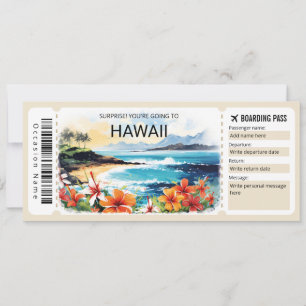 Editable Hawaii Flygplan Boarding Pass Biljett Inbjudningar