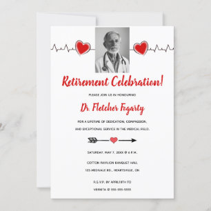 Editable Heart Pulse Läkare Pension Inbjudningar