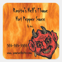 Editable Helfes Flame Hett Sauce-etikett