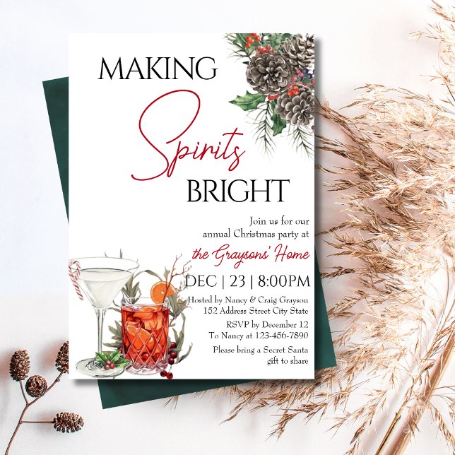 Editable Helgdag jul Cocktail Party Inbjudningar (Skapare uppladdad)