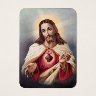 Editable Helig Heart of Jesus katolska begravning Visitkort