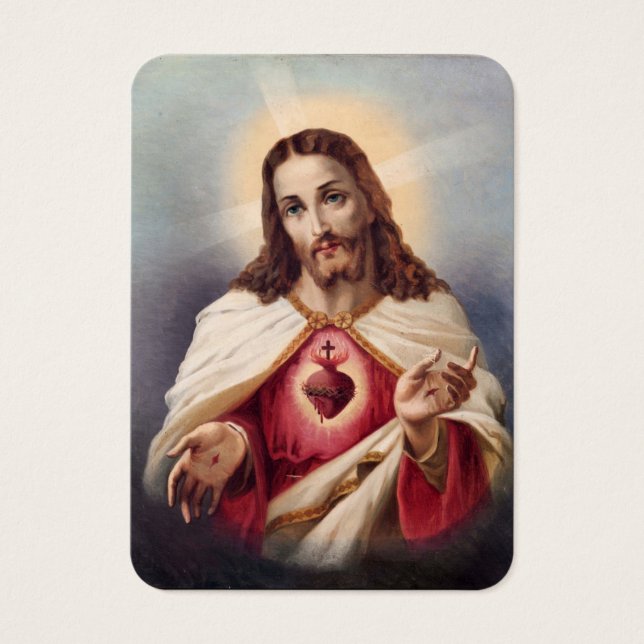 Editable Helig Heart of Jesus katolska begravning Visitkort (Framsidan)