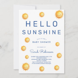 Editable Hello Sunshine Baby Shower Inbjudningar