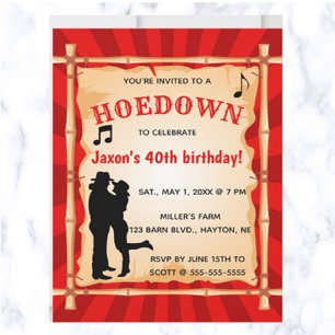 Editable Hoedown Shindig Land Westerna födelsedag Inbjudningar