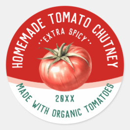 Editable Homemade Tomato Chutney med röd tomat Runt Klistermärke