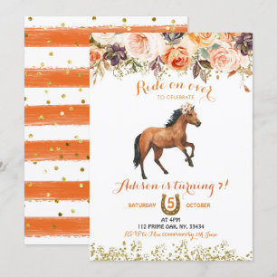 Editable Horse Cowgirl Birthday-inbjudan Inbjudningar