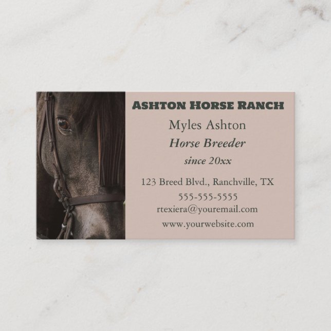 Editable Horse Ranch Horse Breeder Visitkort (Framsida)