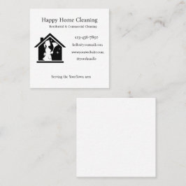 Editable House Cleaning Business Card Fyrkantigt Visitkort
