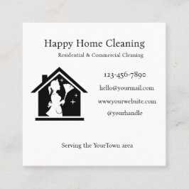 Editable House Cleaning Business Card  Fyrkantigt Visitkort