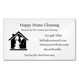 Editable House Cleaning Business Card  Magnetiska Visitkort