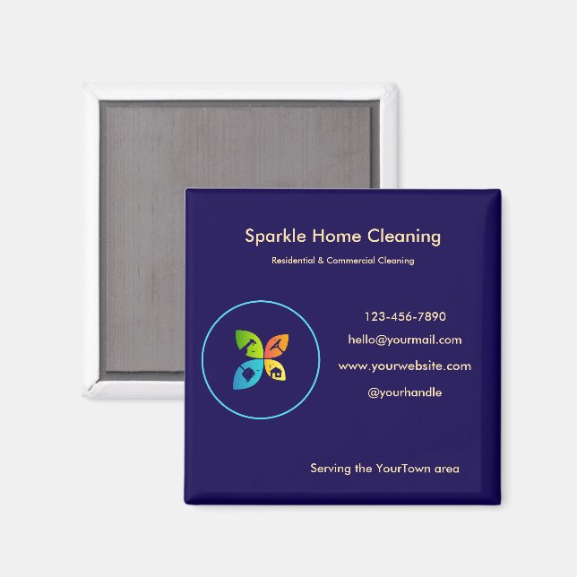Editable House Cleaning Business Magnet Modern Des (Front/Back)