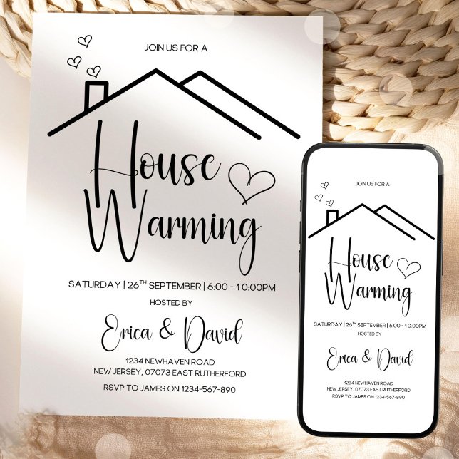 Editable House Warm Investigation, House Warming Inbjudningar (Skapare uppladdad)