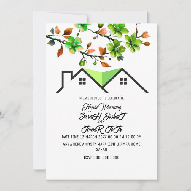 Editable House Warming Invitation, House Warming P Inbjudningar (Framsida)