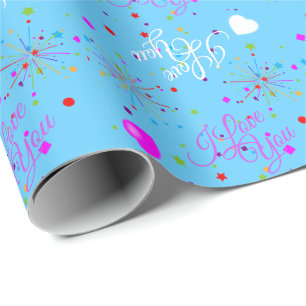 Editable I Kärlek Du på LÄTT BLUE eller Färg Presentpapper