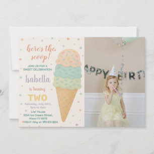 Editable Ice Cream Birthday-inbjudan Inbjudningar