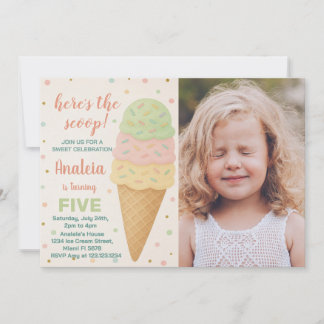 Editable Ice Cream Birthday-inbjudan Inbjudningar