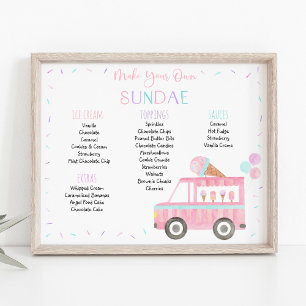 Editable Ice Cream Sundae Birthday-tecken Poster