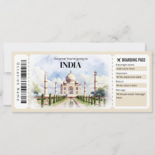 Editable India Boarding Pass Flygplan biljett Inbjudningar
