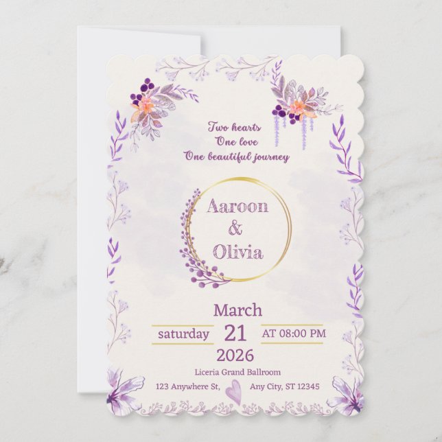 Editable Intimate Garden Wedding Invitation Inbjudningar (Framsida)