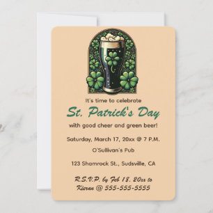 Editable Irish Grönt Beer Shamrock St patricks day Inbjudningar