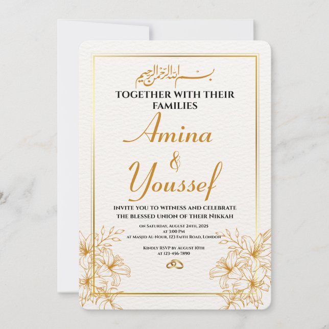 Editable Islamic Nikkah Invitation  Inbjudningar (Framsida)