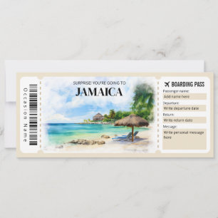 Editable Jamaica Boarding Pass Flygplan biljett Inbjudningar