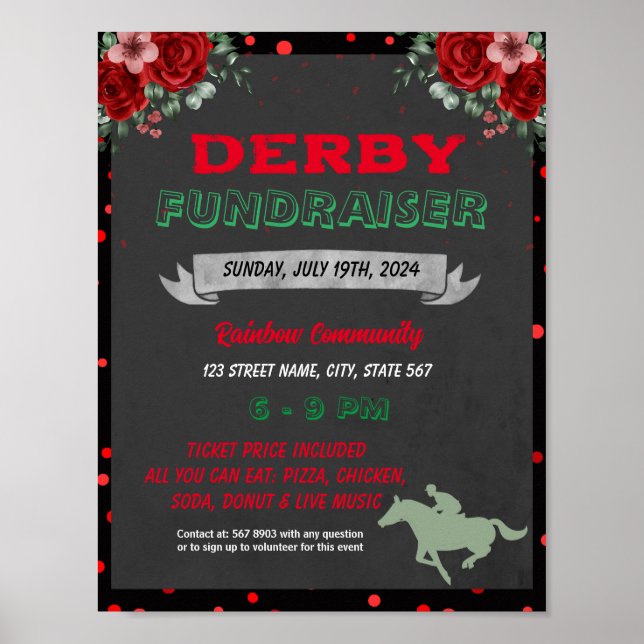 Editable Kentucky Derby Day Fundraiser Poster (Framsidan)