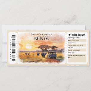 Editable Kenya Flygplan biljett, Kenya Resa Inbjudningar