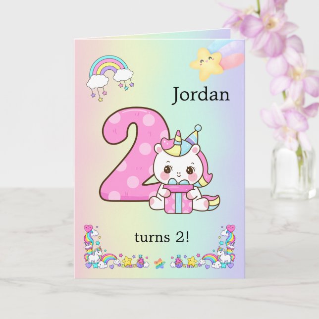 Editable Kids Birthday Invitation Cute Party Desig Kort (Orkide)