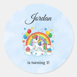 Editable Kids Birthday Sticker Cute Party Design Runt Klistermärke
