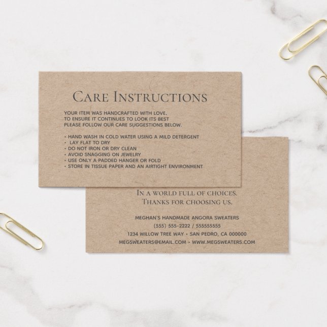 Editable Kraft Tvättande vårdklädsel Visitkort (Kontor)