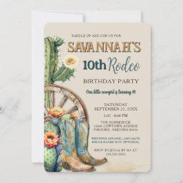 Editable Land Cowgirl Western Rodeo Birthday Inbjudningar