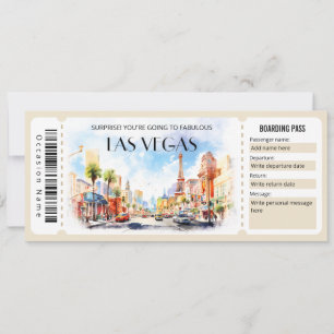 Editable Las Vegas Flygplan Boarding Pass Biljett Inbjudningar