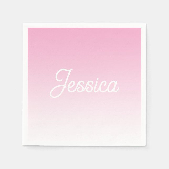 (Editable) Light Pink Color Ombre & Your Text Pappersservett (Framsidan)