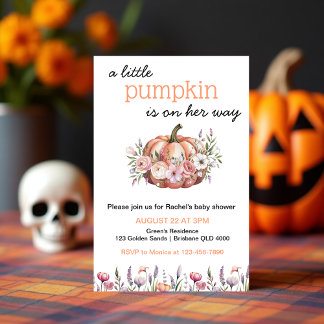 Editable Little Pumpkin Flicka Shower Inbjudningar