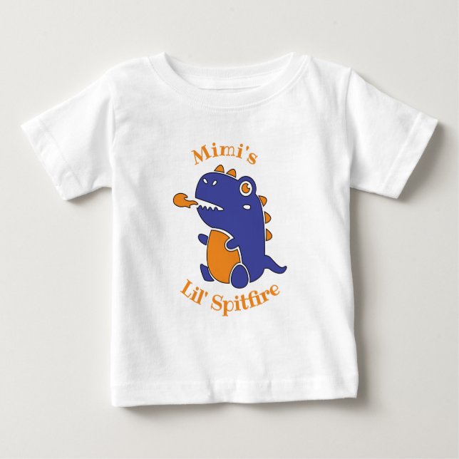 EDITABLE Little Spitfire Monster för morföräldrar Tee Shirt (Framsida)