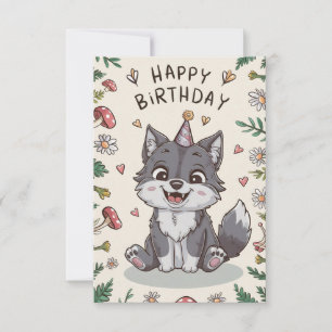Editable Little Varg Digital Birthday Kort